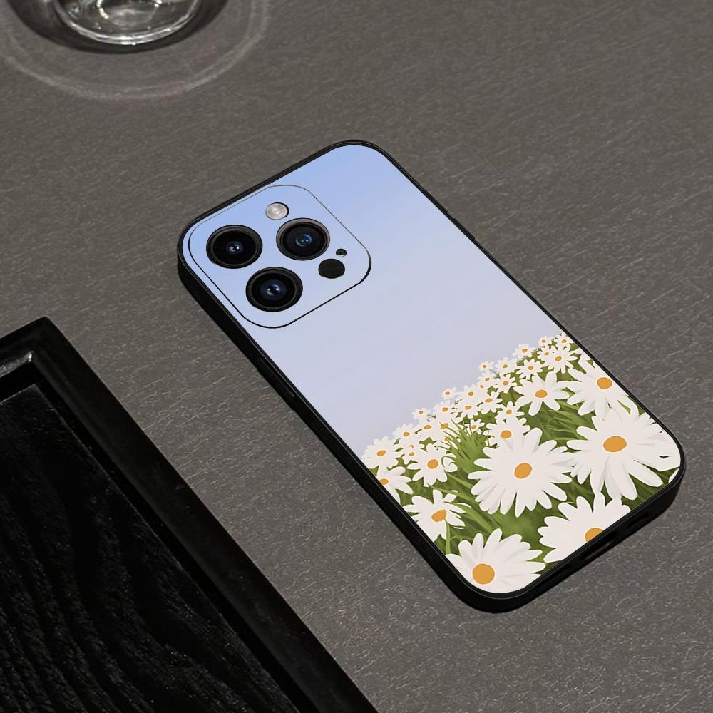Daisy Phone Case For IPhone 16,15,14,13,12,11,XS,XR,X,8,7,Pro,Max,Plus,mini Silicone Black Cover