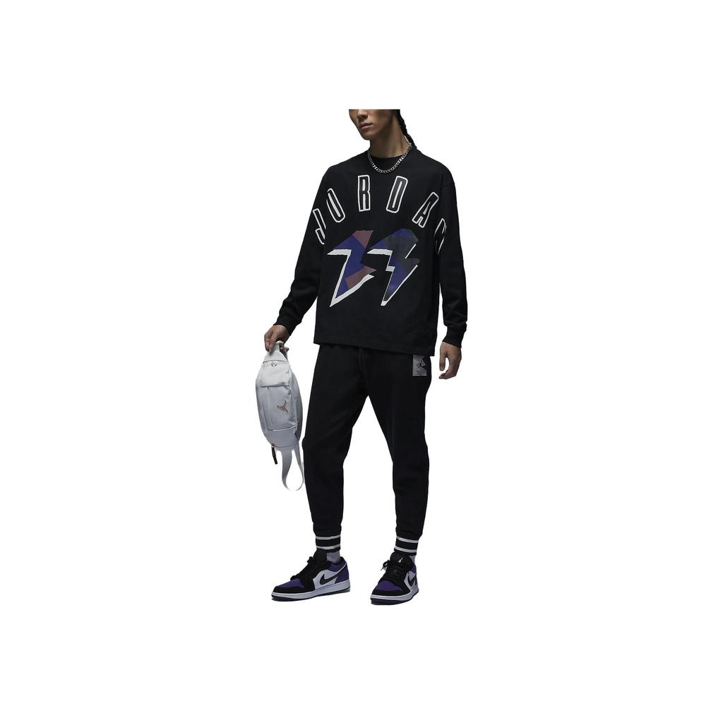 Jordan Striped Mid-Rise Slim Fit Joggers With Drawstring Men Bottoms Black FD7859-010