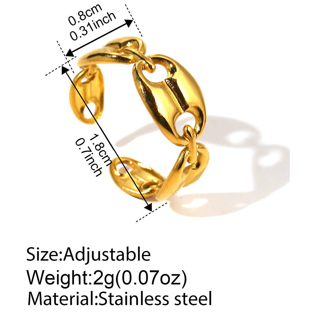 Stainless Steel Rings New Senior Geometric Ellipse Hollow Opening Minimalist Design Sense Ring For Women Zircon Banquet Gifts