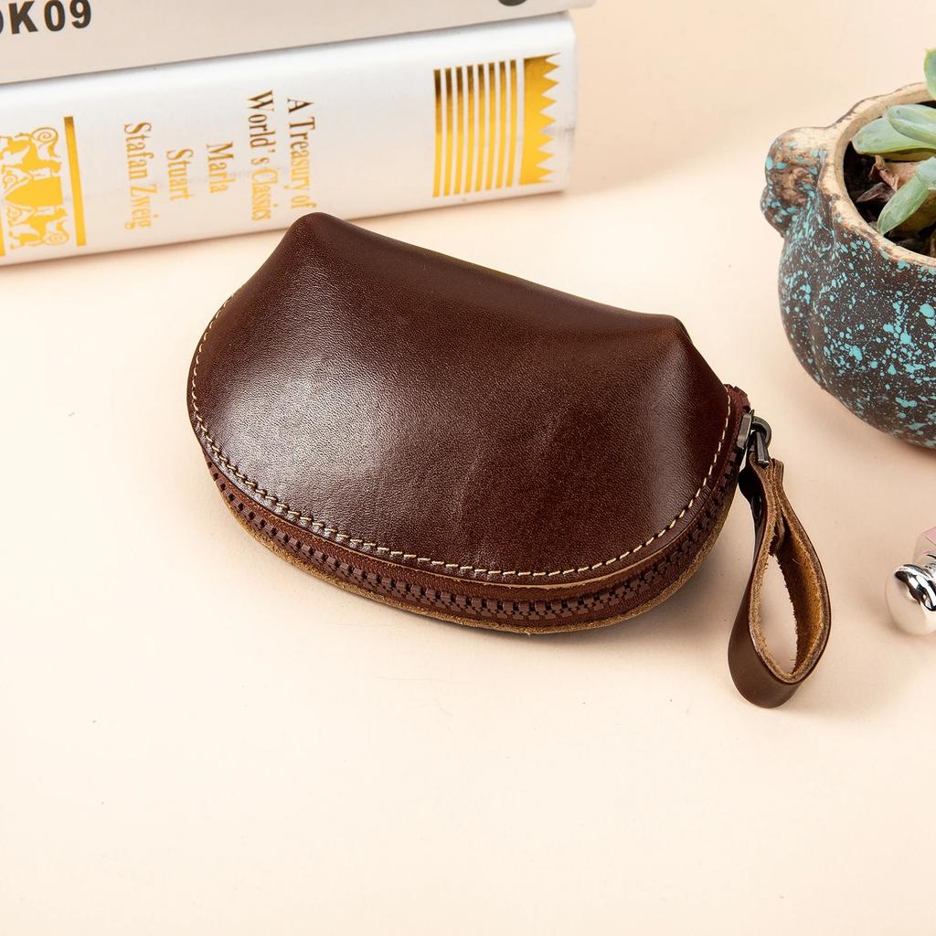 Genuine Leather Coin Purse for Women Mini Wallet Key Lipstick Storage Bag Small Cute Case