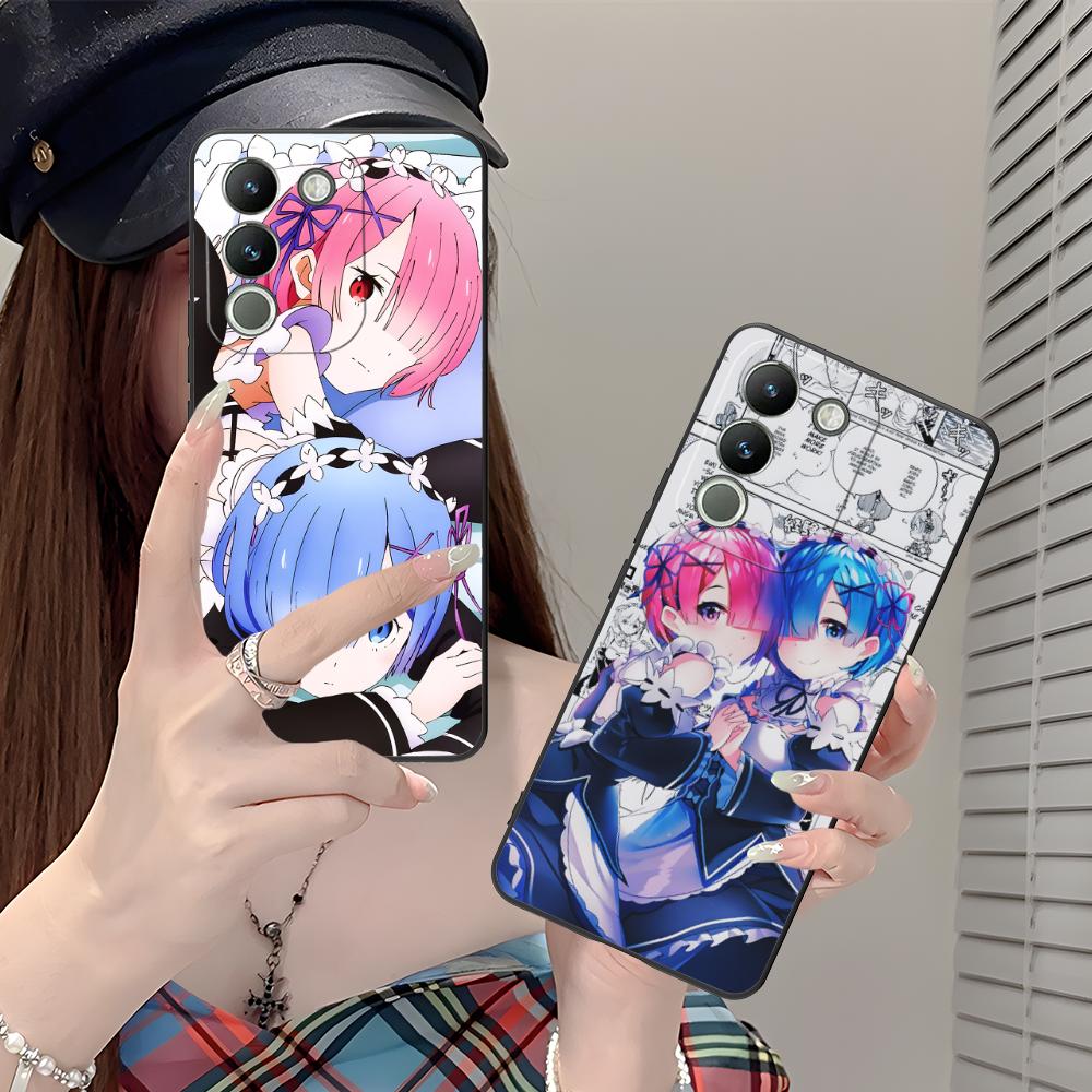 ReZero Rem Ram Matte TPU Mobile Phone Case for VIVO V60 V50 V40 V30 V29 V27 V25 V23 Pro Lite 5G Colorful Printing Cover