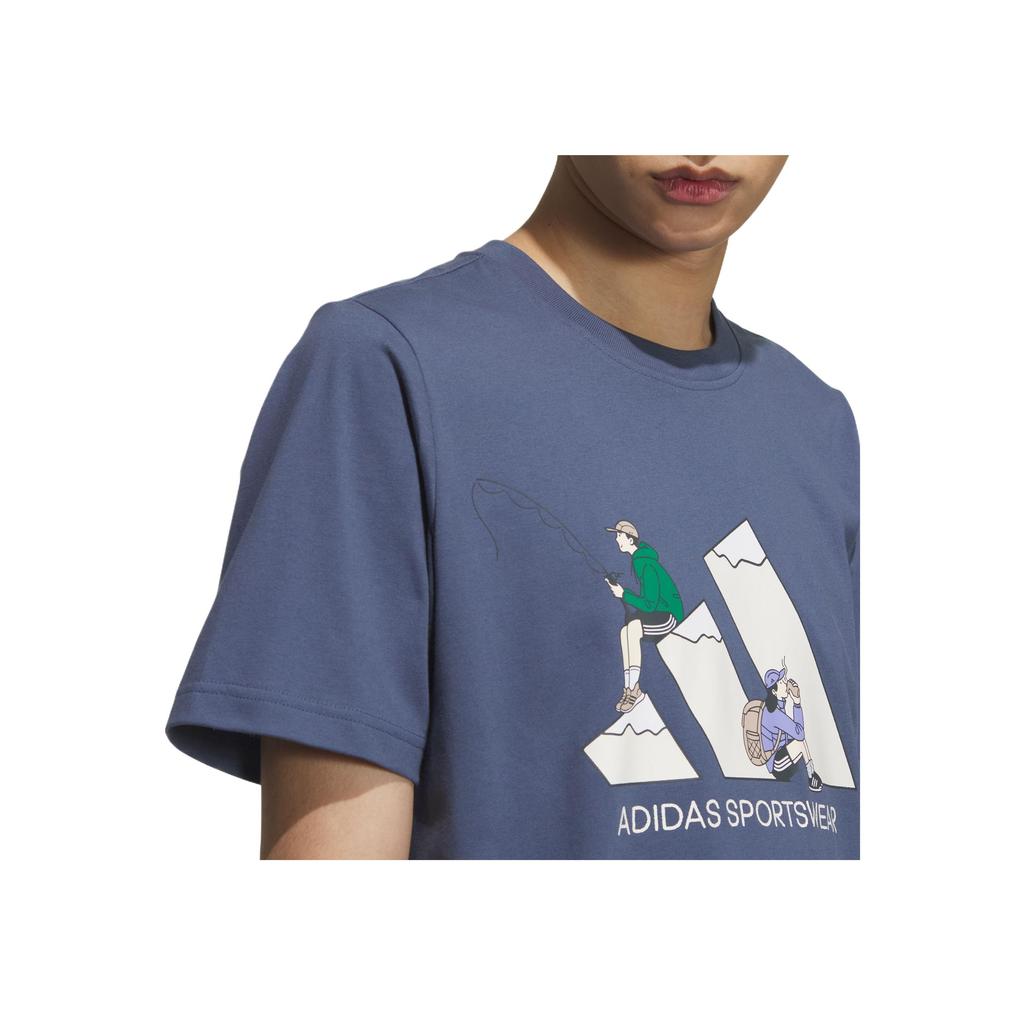 adidas Graphic Short Sleeve T-Shirt Comfortable Versatile Casual Soft Men T-Shirts Gray Blue KB7749