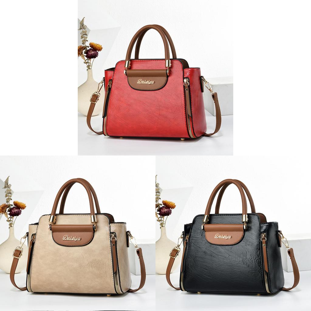 Street Style Pu Handbag With Top Zip Closure And Letter Decor For Daily Use