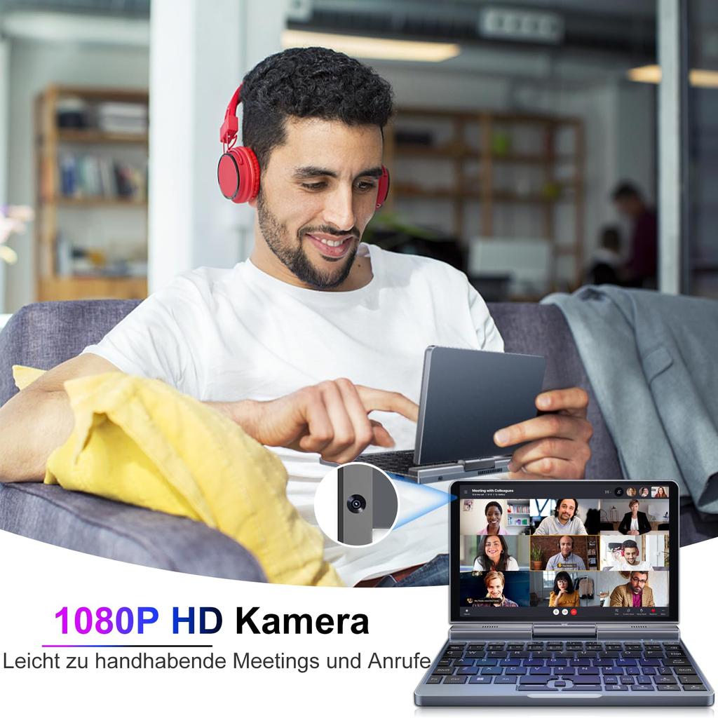 KOOSMILE UMPC 8 Laptop 8 Inch Windows 11 Pro Touch Panel Small Laptop with Japanese Keyboard 12GB LPDDR5 1TB SSD Bluetooth Convertible Laptop with 2MP
