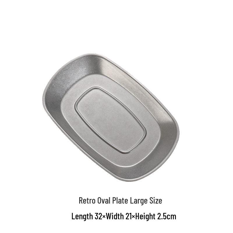 Korean Style Stainless Steel Rectangular Dinner Plate for Fish, Cold Dishes, Rice Noodles, BBQ, Vegetables, and Hot Pot Preparation.