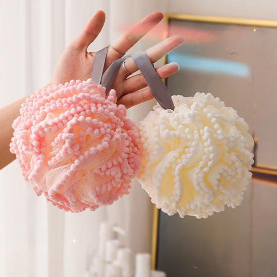 Bath Ball Soft Texture Bath Sponge with Tight Mesh Weave Rich Foam Gentle Exfoliating Puff High Absorbency Bath Sponge Bath Accessory