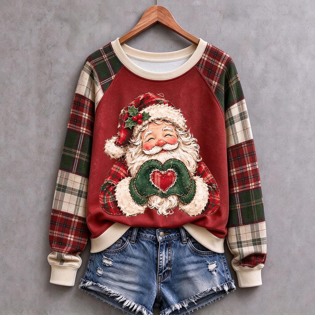 Women's Christmas Print Long Sleeve Sweatshirt Casual Holiday Pullover