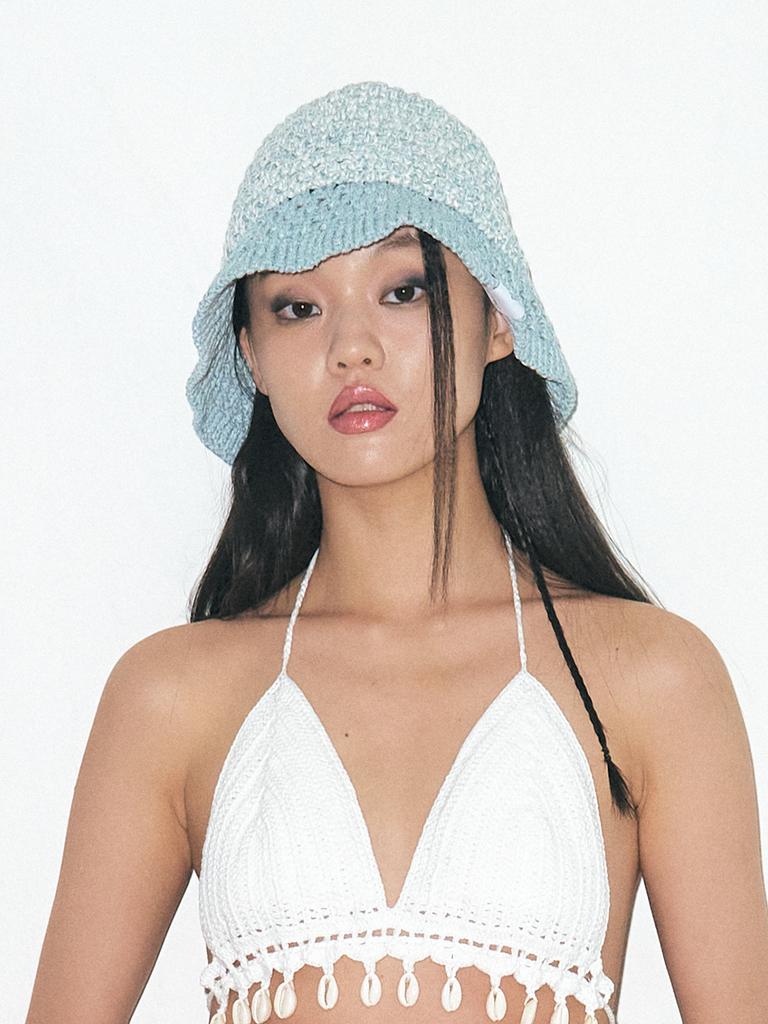 Poejidam Ring Knit Bucket Hat In Blue Mist
