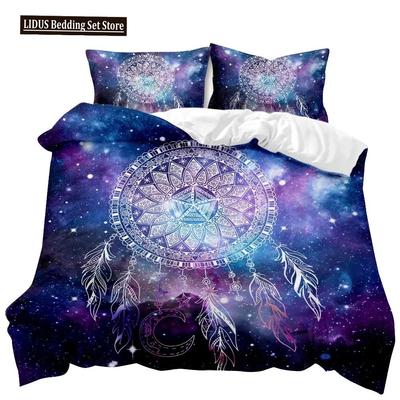 Dream Catcher Duvet Cover Feather Purple Dream Catcher BeddingSymbol Exotic Polyester Quilt Cover Double Queen King