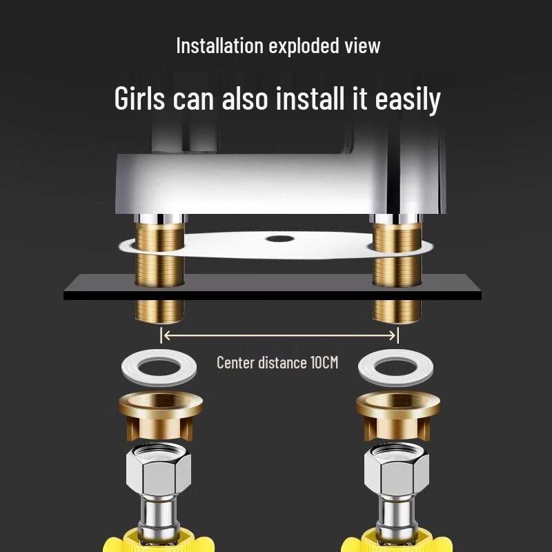 Gongzu Double-Hole Bathroom Basin Mixer Faucet