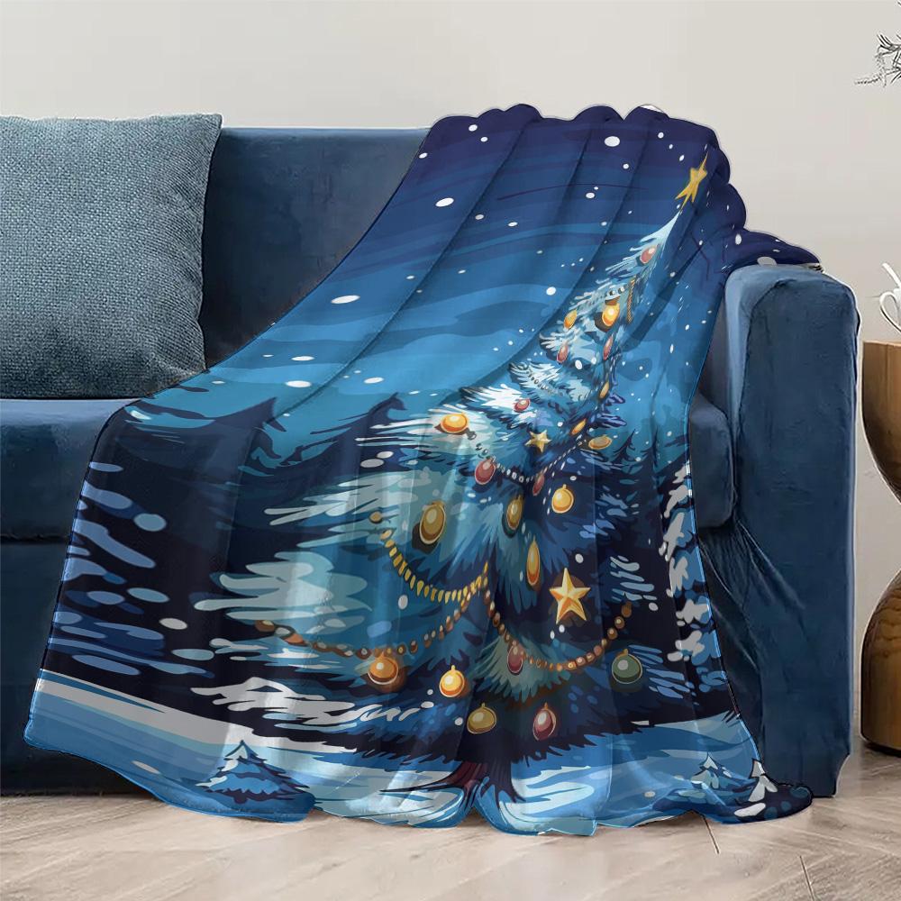 Tuniu Cozy Snowflake Christmas Blanket for Sofa Bed Bedroom Decorative Throw Blanket Soft Warm Cover