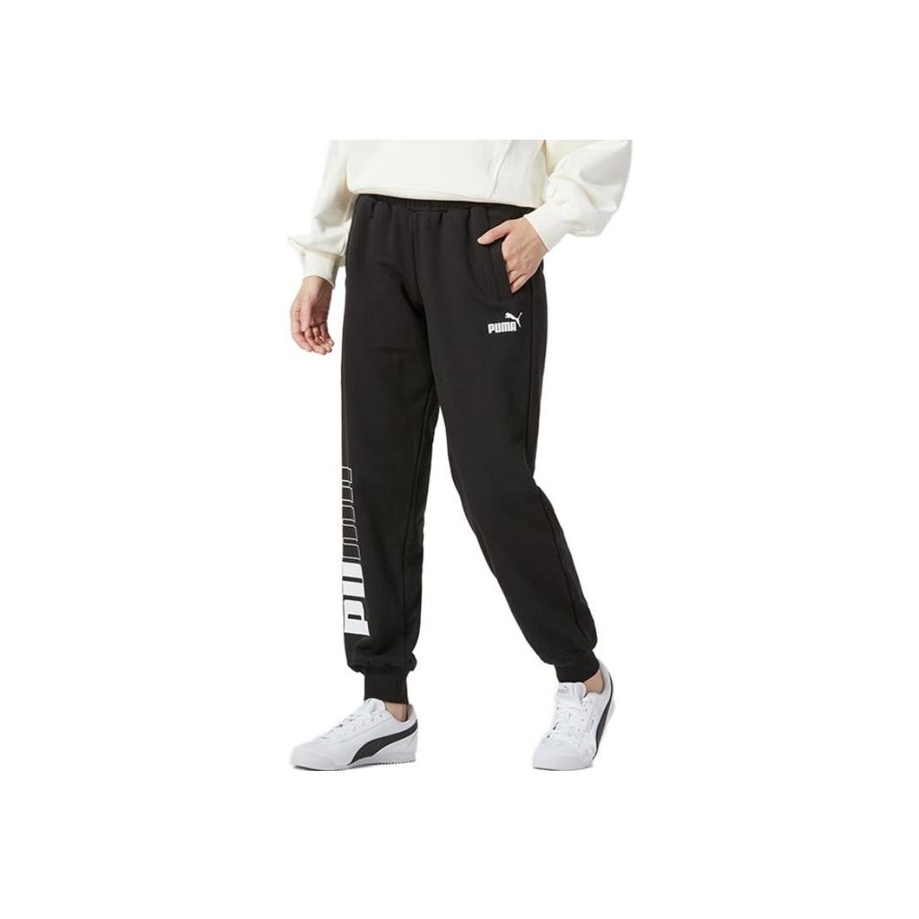 Puma Logo Print Sports Casual Pants Women bottoms Black 678718-01