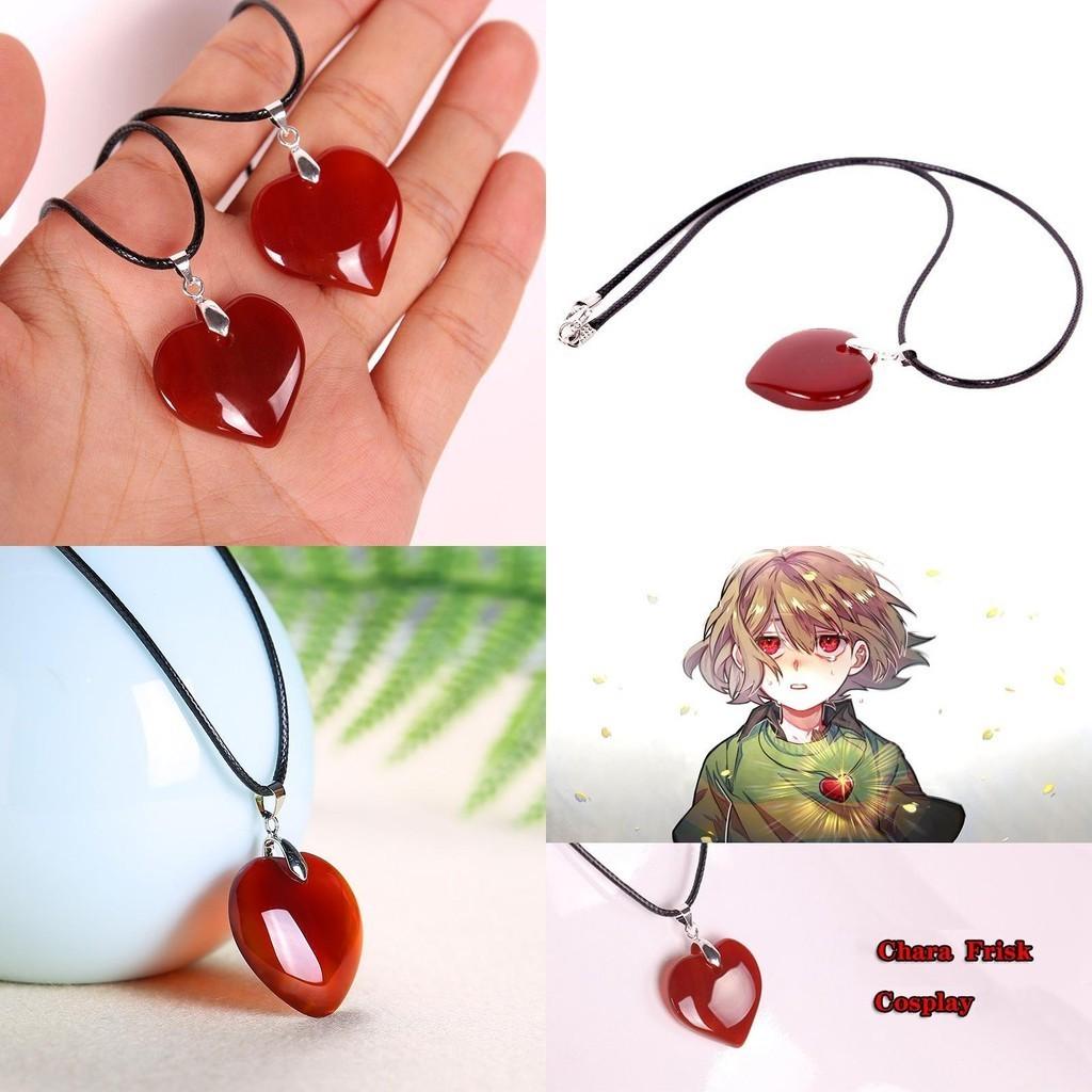 Unique Agate Undertale Chara Love Cosplay Necklace Featuring Heart Design For Fashion Lovers