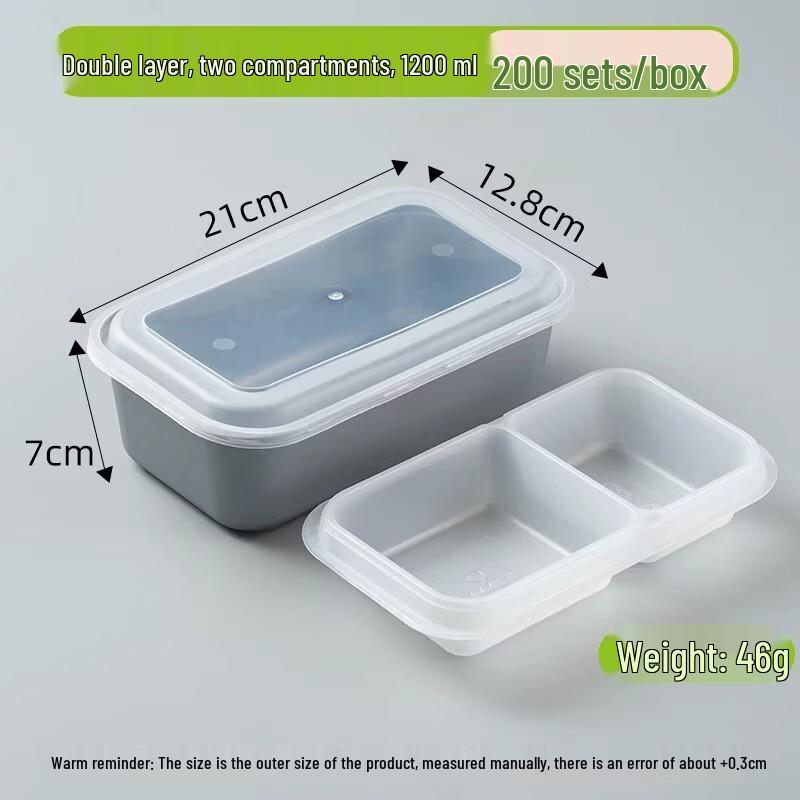 Disposable Double-Compartment Plastic Food Container Set