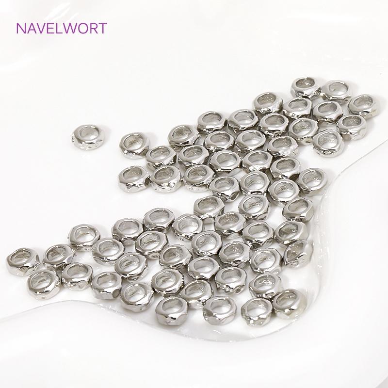 18K Gold Plated Brass Irregular Round Spacer Beads,Separators For Beads,For Jewelry Making DIY Bracelet Making Accessories