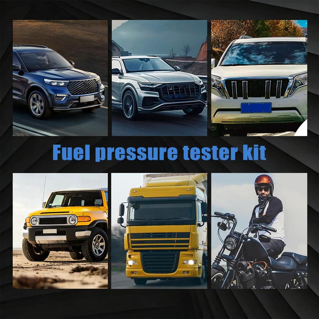 Fuel Injector Pressure Gauge Tester Kit Diesel Engine Compression 0-100 PSI Gas Oil Pressure Tools for Car Motorcycle