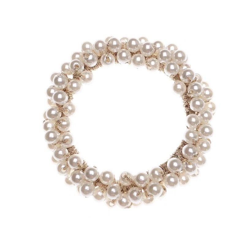 Fashionable Pearl Hair Ties Beautiful Pearl Elastic Hairbands Handmade Headwear Woman Hair Accessories