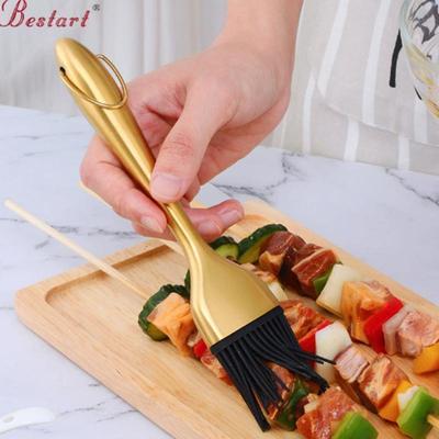 Stainless Steel Oil Brush Kitchen Pancake Silicone Brush Household Barbecue Oil Brush Lint-free Barbecue Brush Kitchen Tool