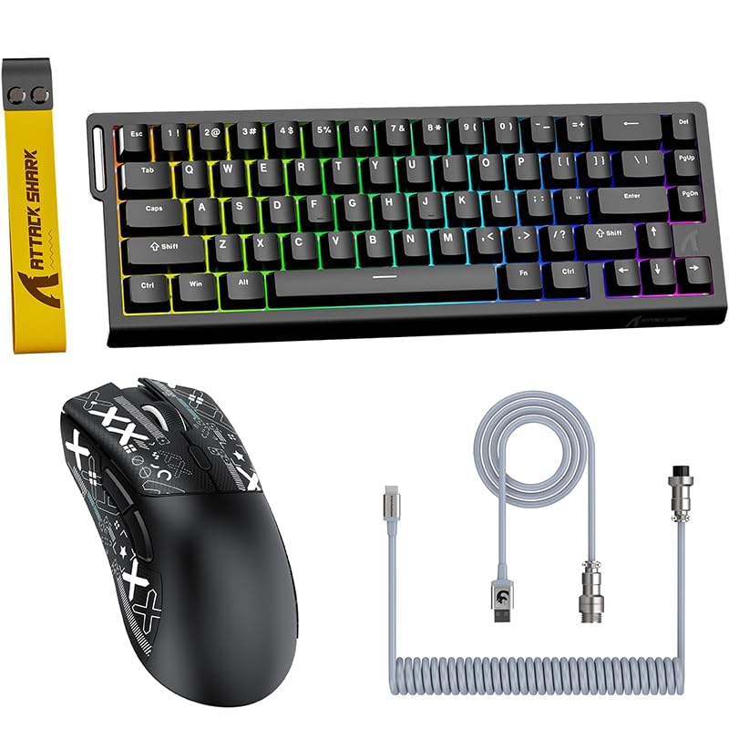 MAMBASNAKE X ATTACK SHARK X68HE Wired Rapid Trigger Gaming Keyboard and Mouse Set with 8000Hz RGB Magnetic PBT Adjustable Wireless Gaming and Coiled