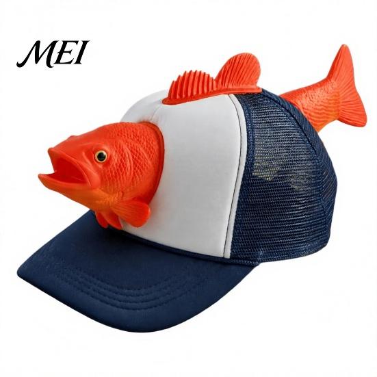 Breathable Mesh Trucker Hat Bass Fish Hat, Realistic 3D Novelty Cap, Adjustable Fishing Cap Sun Hilarious for Men Anglers Outdoor Camping Design