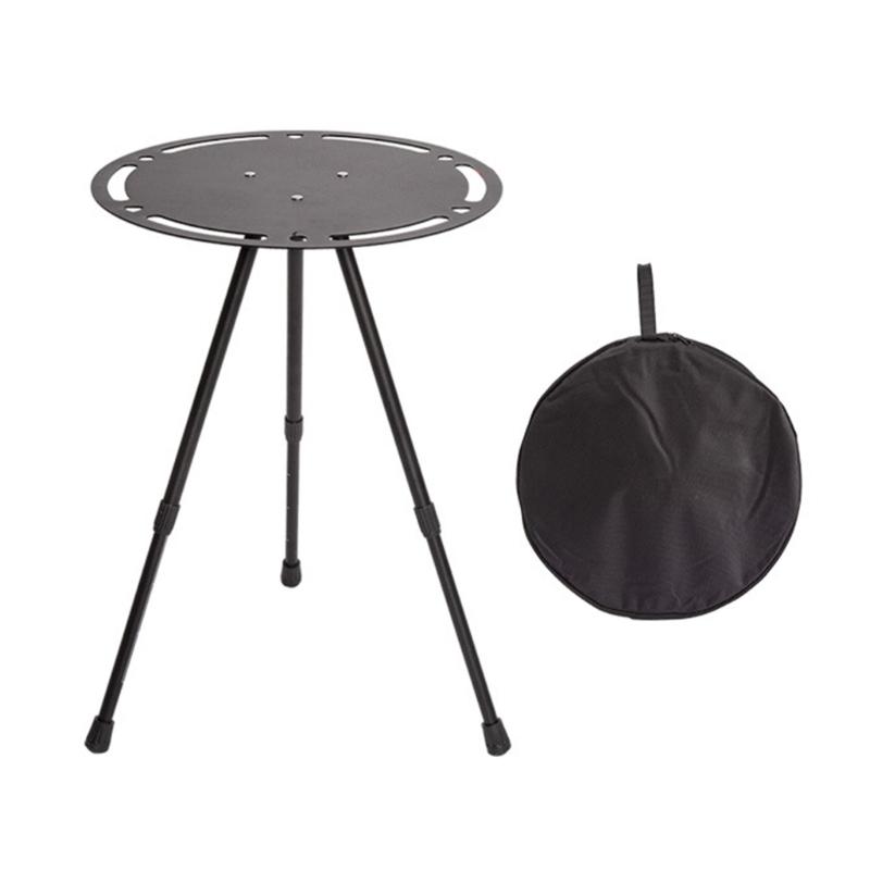 Outdoor Folding Round Table Adjustable Height Small Folding Camping Table