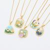 Pearl Heart Flower Pendant Necklace with Drip Oil Finish Women's Accessories