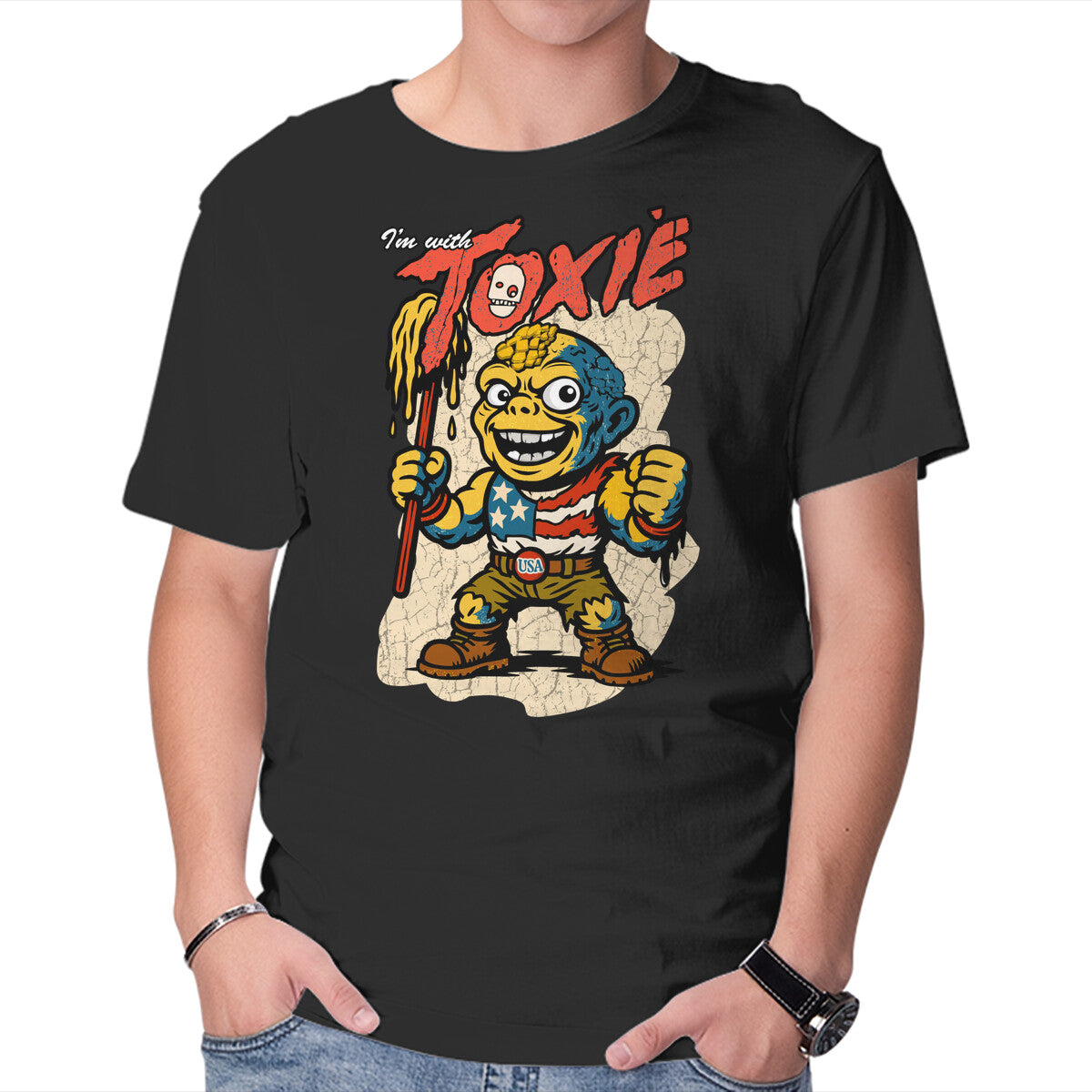 Unisex Crew Neck T-Shirt I’m With Toxie Graphic Short Sleeve Casual Tee XXL