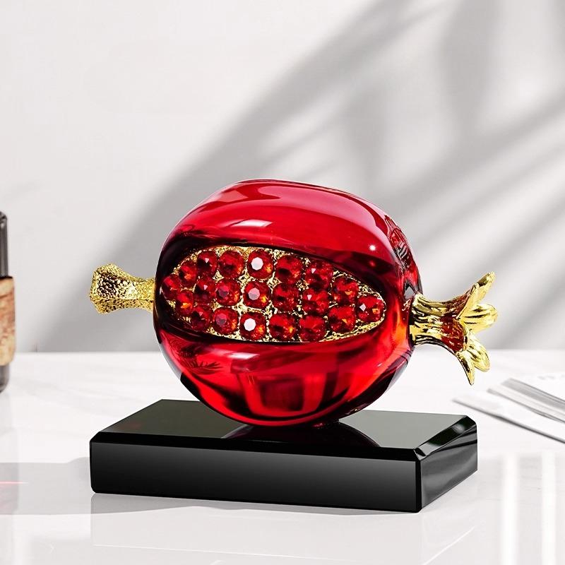 Glass Handicrafts Crystal Pomegranate Figurine Transparent Pomegranate Fruit Sculpture Home Decoration Accessories