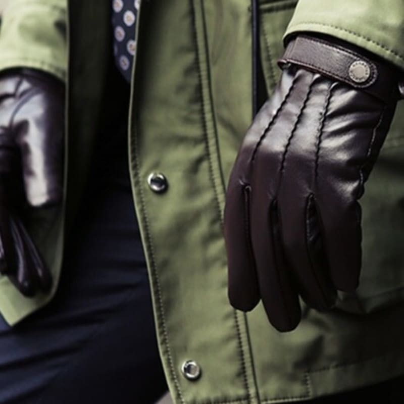 SARTOR Thinsulate Full-Touch Three-Stripe Leather Gloves Brown