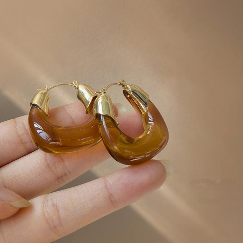 Japan Korea Transparente Kristall Acryl Kreis Creolen für Damen Klare Harz Huggie Piercing Ohrverschluss Party Schmuck Geschenk