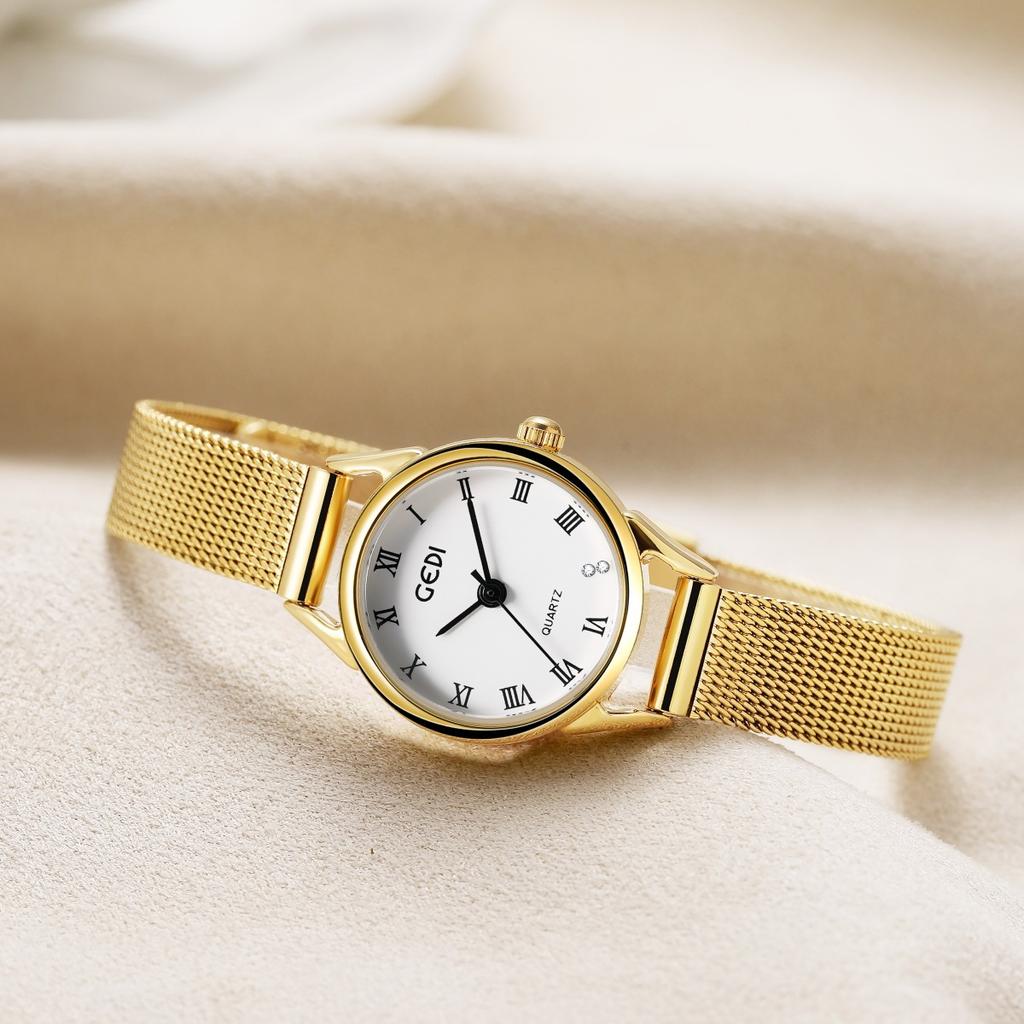 Medieval Small Plate Stainless Steel Mesh Belt Women'S Creative Rhinestone Roman Scale Retro Quartz Watch