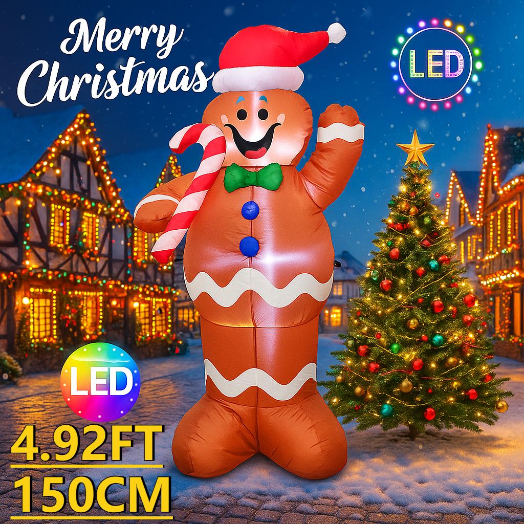 

4.92FT Christmas Inflatable Toys With LED Lit Xmas Gingerbread Man Festive Gift Supplies Home Ornament Christmas Yard Decoration EU