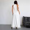 2026 European & American Fashion Pleated Slimming Solid Color Summer Maxi Dress for Women