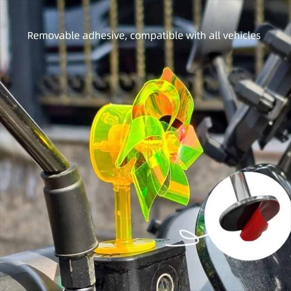 Plastic Bicycle Helmet Decorations Wind Powered Rotating Self-Adhesive Toy  Car