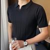 Men's Summer 2024 Slim V-Neck Knitted Polo T-Shirt - Short-Sleeved Business Casual Top