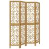 4 Piece Room Divider In Brown Solid Paulownia Wood