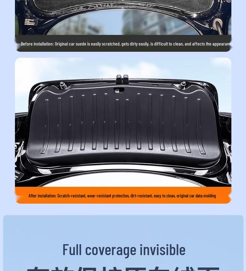 Suede Tailgate Protector for Refreshed Model 3 Y: Full Trunk Interior Coverage.