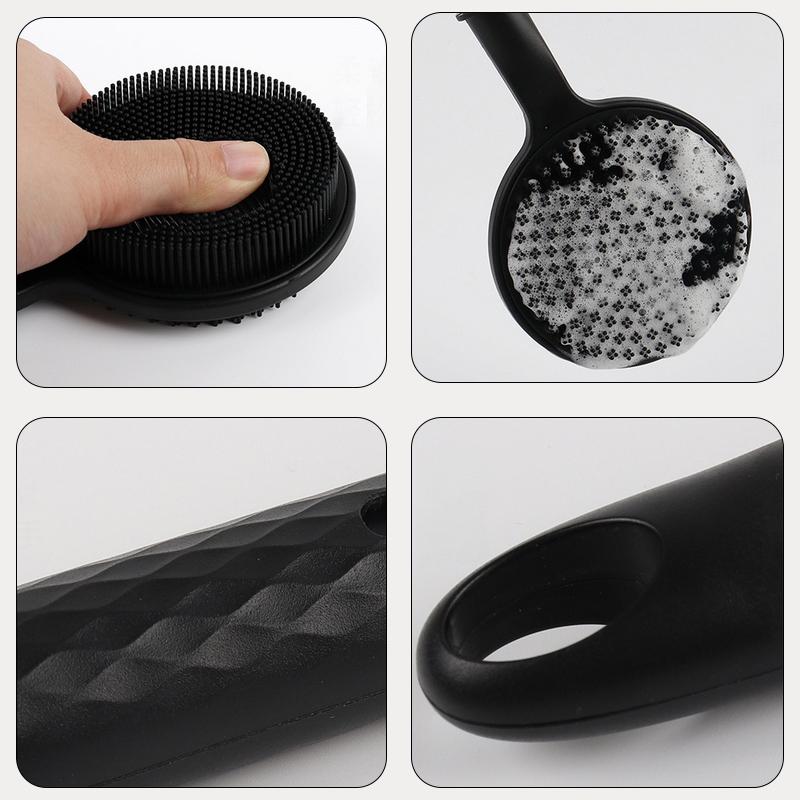 Silikon Rückenwascher für Dusche Bad Körperbürste mit teleskopisch verstellbarem langem Griff doppelseitige Duschbürste