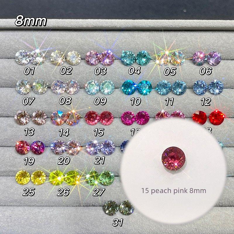 

F136 Titanium Alloy 8mm Chinese Color Crystal Ear Bone Stud Ear Worm Nail Twist Screw Anti-Allergy Colorful Crystals Ear Studs 8mm-15 Peach Pink