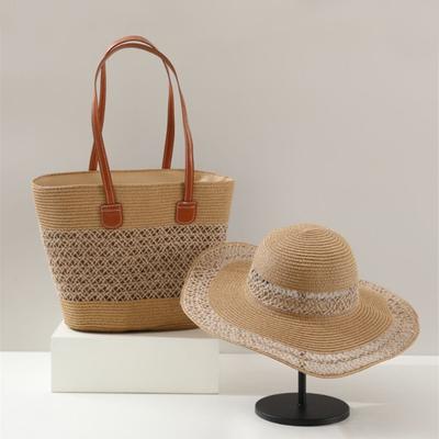 Summer Hat Women's Sunscreen Visor Straw Bag Two-piece Set Summer Outdoor Straw Hat Sun Hat