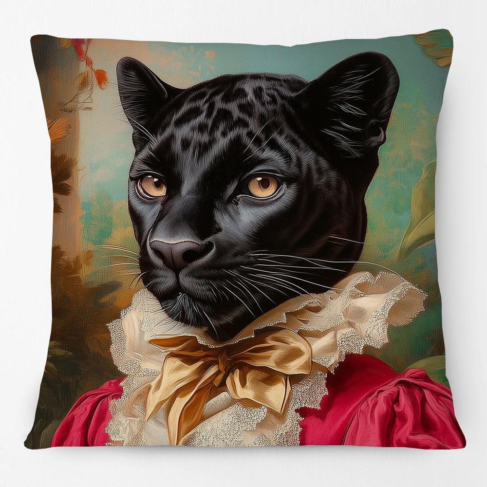 European Retro Vintage Royal Animals Portraits Leopard Panther Dog Cat Cushion Covers Sofa Pillowcase