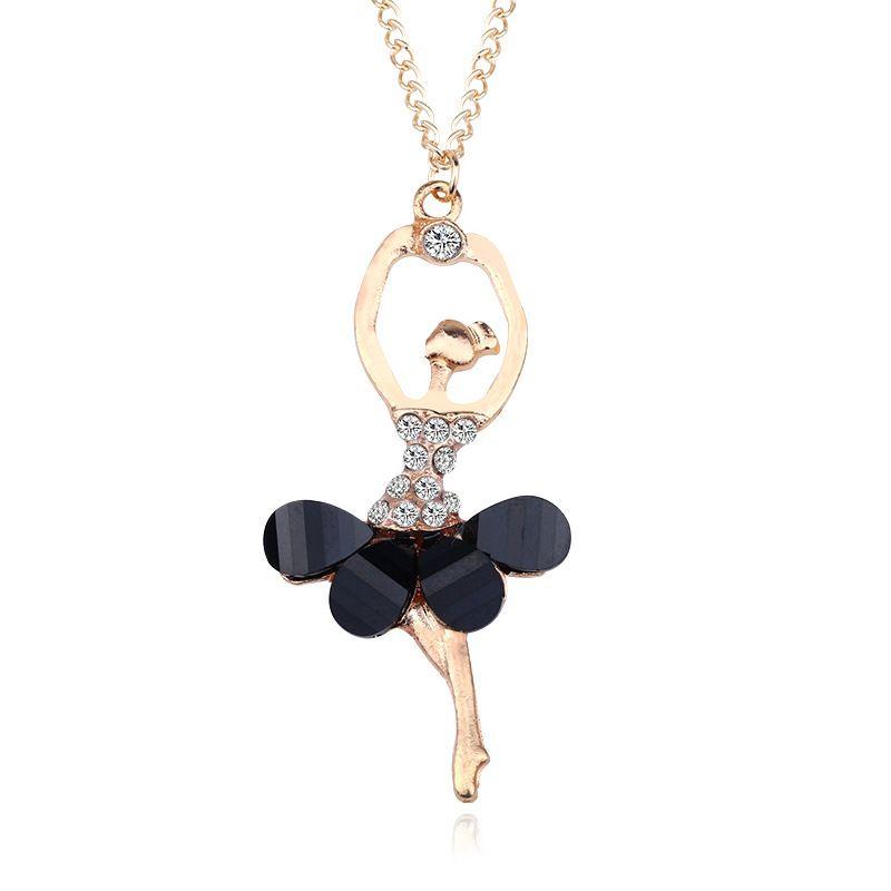 Stunning Fashion Crystal Gold Plated Ballet Dance Girl Angel Dancer Necklace