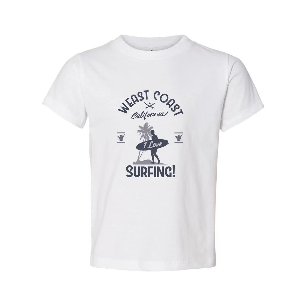 West Coast California Surfing Unisex T Shirt With Surfer And Palm Tree Graphic P
