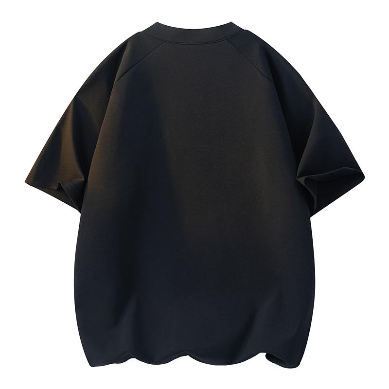 Half Zipper Casual T-shirt Men's Summer Loose And Breathable Top