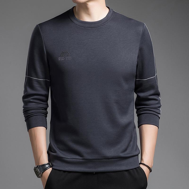 Pulover pentru bărbați noi de primăvară și toamnă, ocazional, tricou cu mâneci lungi, cu gât rotund, cămașă sport cu fundul