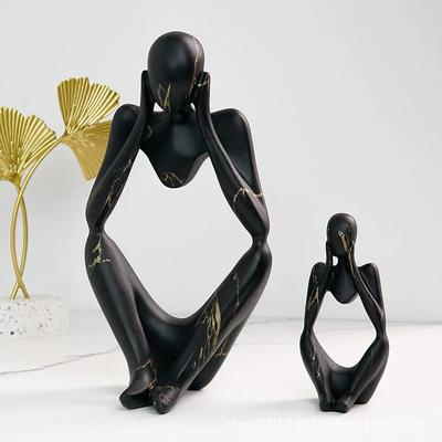 Resin Denker Statue Bunte Kunst Abstrakte Skulptur, Moderne Heimdeko Akzente Große Graffiti Sammlerfiguren
