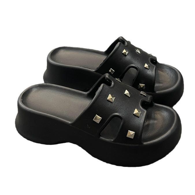 Papuci noi de vară cu talpă groasă și nituri, papuci de vară cu talpă groasă pentru plajă