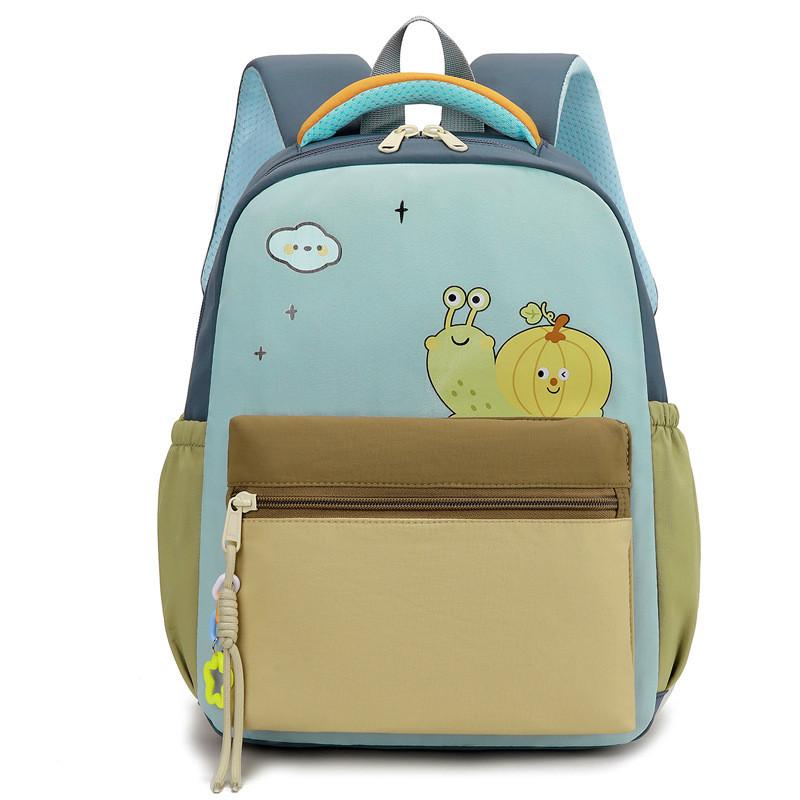 Kids Capacity Large Color Blocked Backpack With Cartoon Snail Print Design