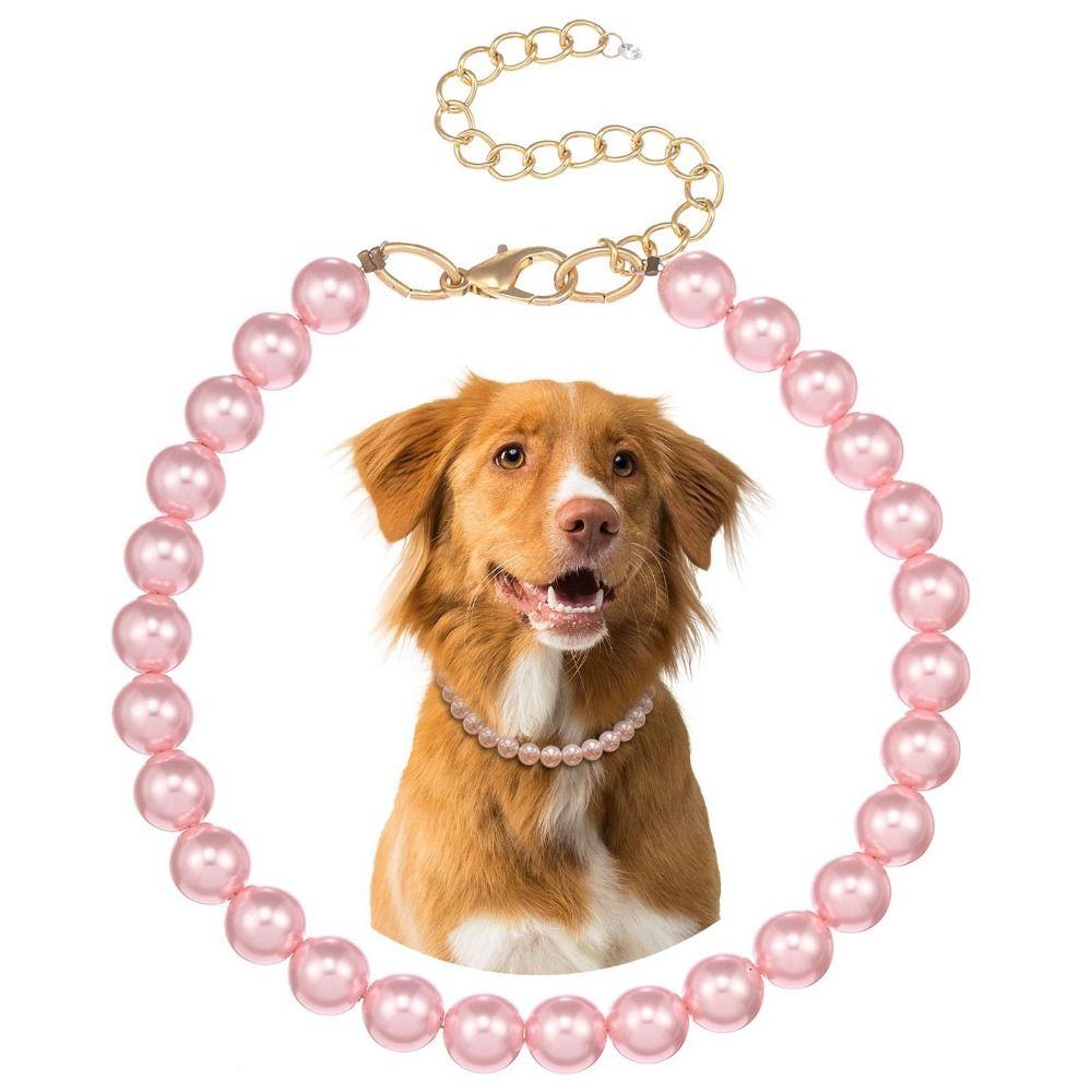 Acrylic Dog Collar Necklace Sparkling Pet Pearl Necklace Elegant Pet Neck Straps  Pet Supplies