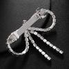 Vintage Ponytail Hair Clip Shiny Tassel Spring Clip Temperament Rhinestone Bow Hairpins  Party